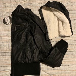 Faux leather jacket with Sherpa lined inside